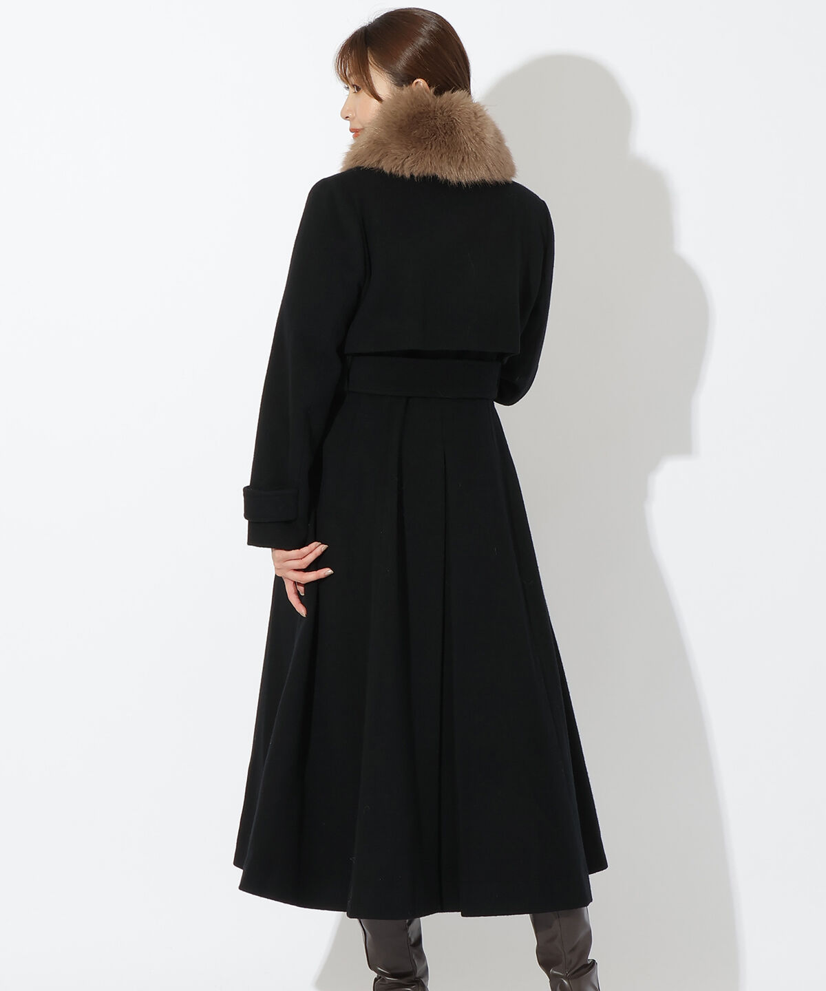 アンドクチュール「エコファー付きＷブレストロングコート」|ステンカラーコート|