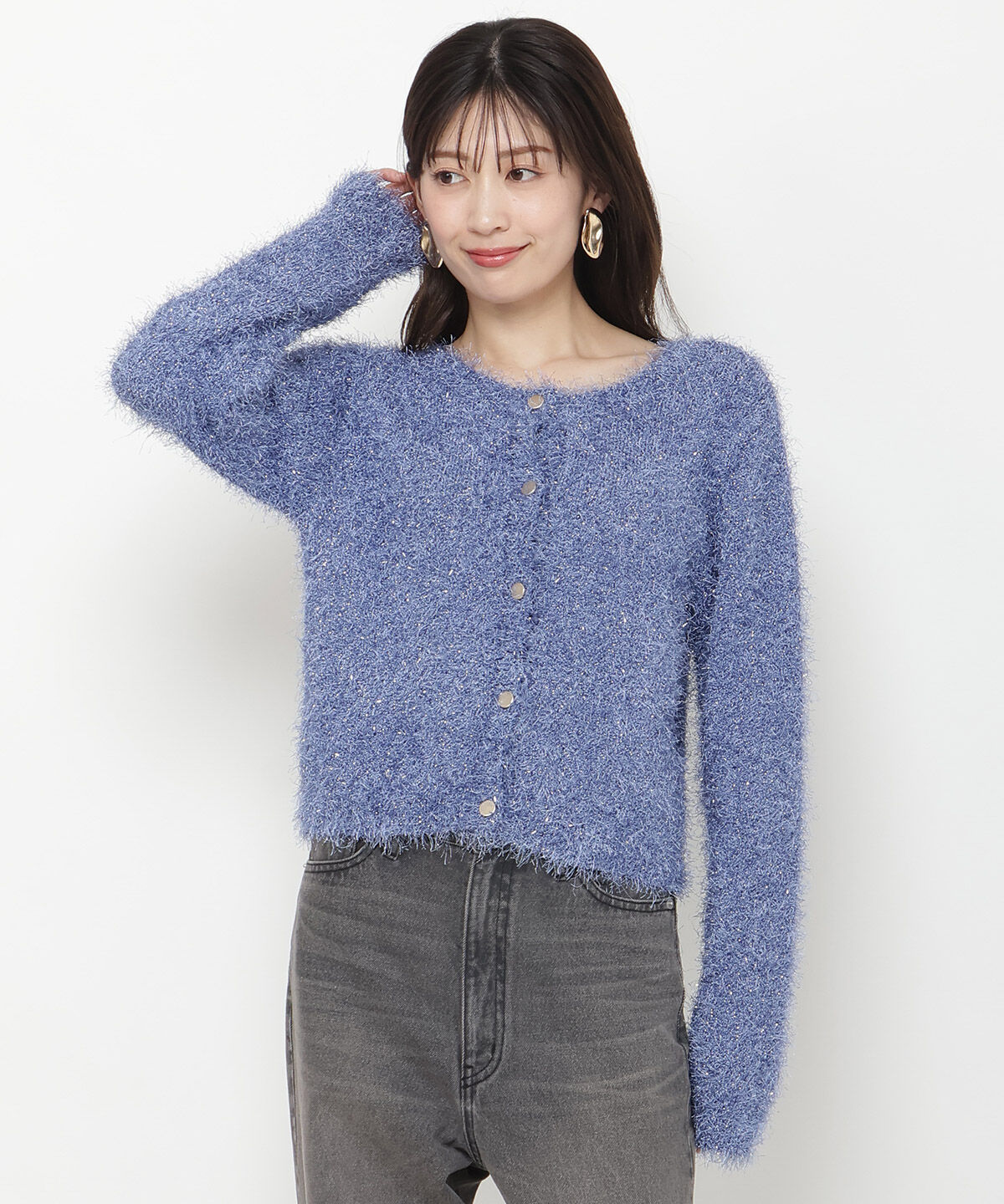 アンドクチュール「ラメフリンジフェザーカーディガン」|カーディガン|