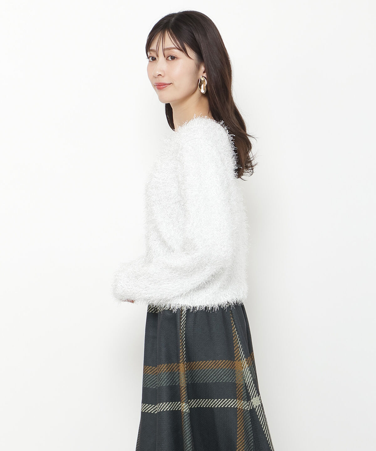 アンドクチュール「ラメフリンジフェザーカーディガン」|カーディガン|