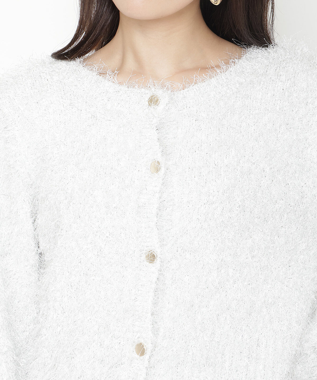 アンドクチュール「ラメフリンジフェザーカーディガン」|カーディガン|