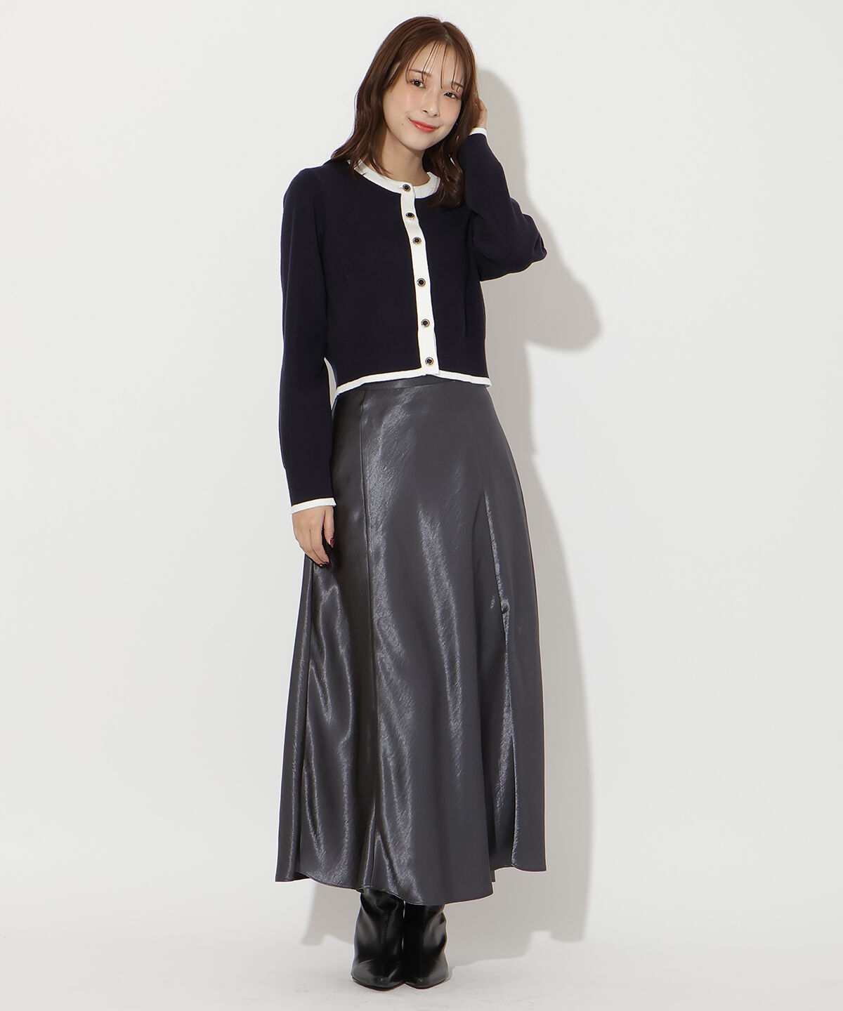 アンドクチュール「配色カーディガン」|カーディガン|