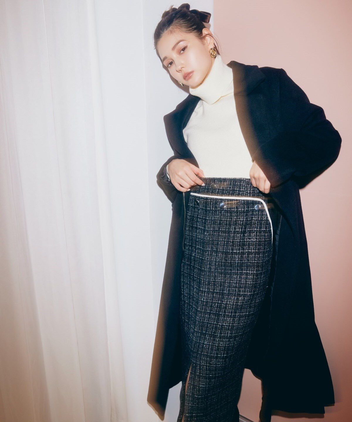 REDYAZEL「肩あきアシメタートルニット」|ニット・セーター|