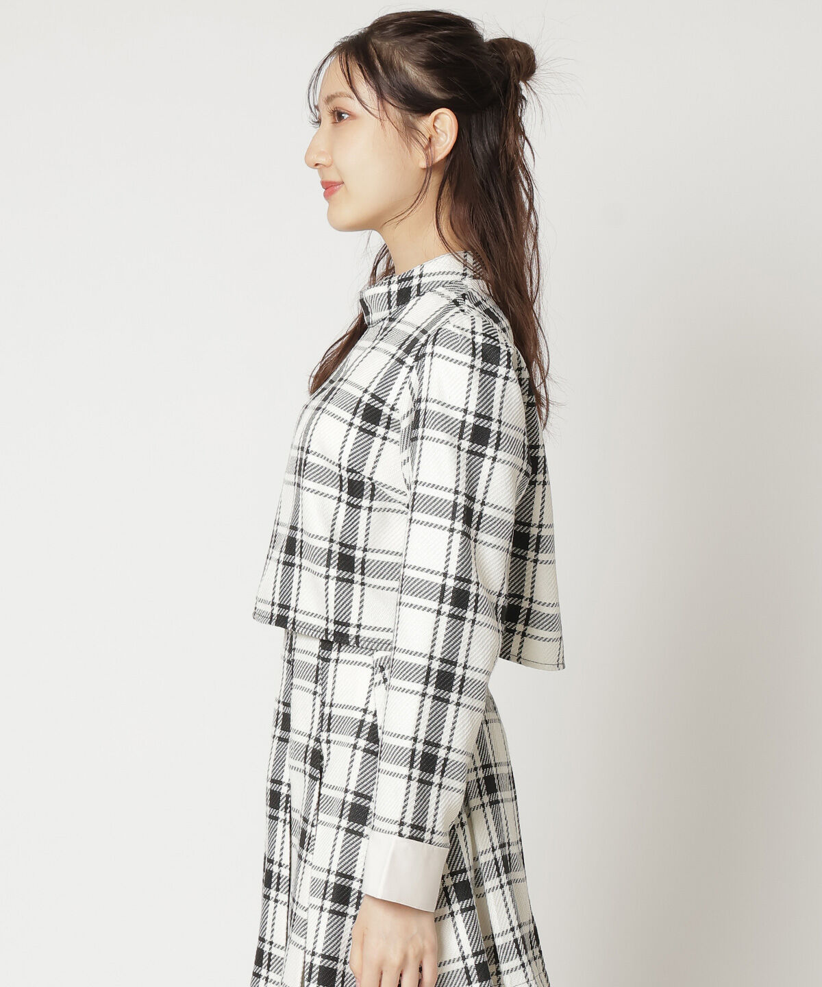 REDYAZEL「チェックハイネックコンパクトブラウス」|シャツ・ブラウス|