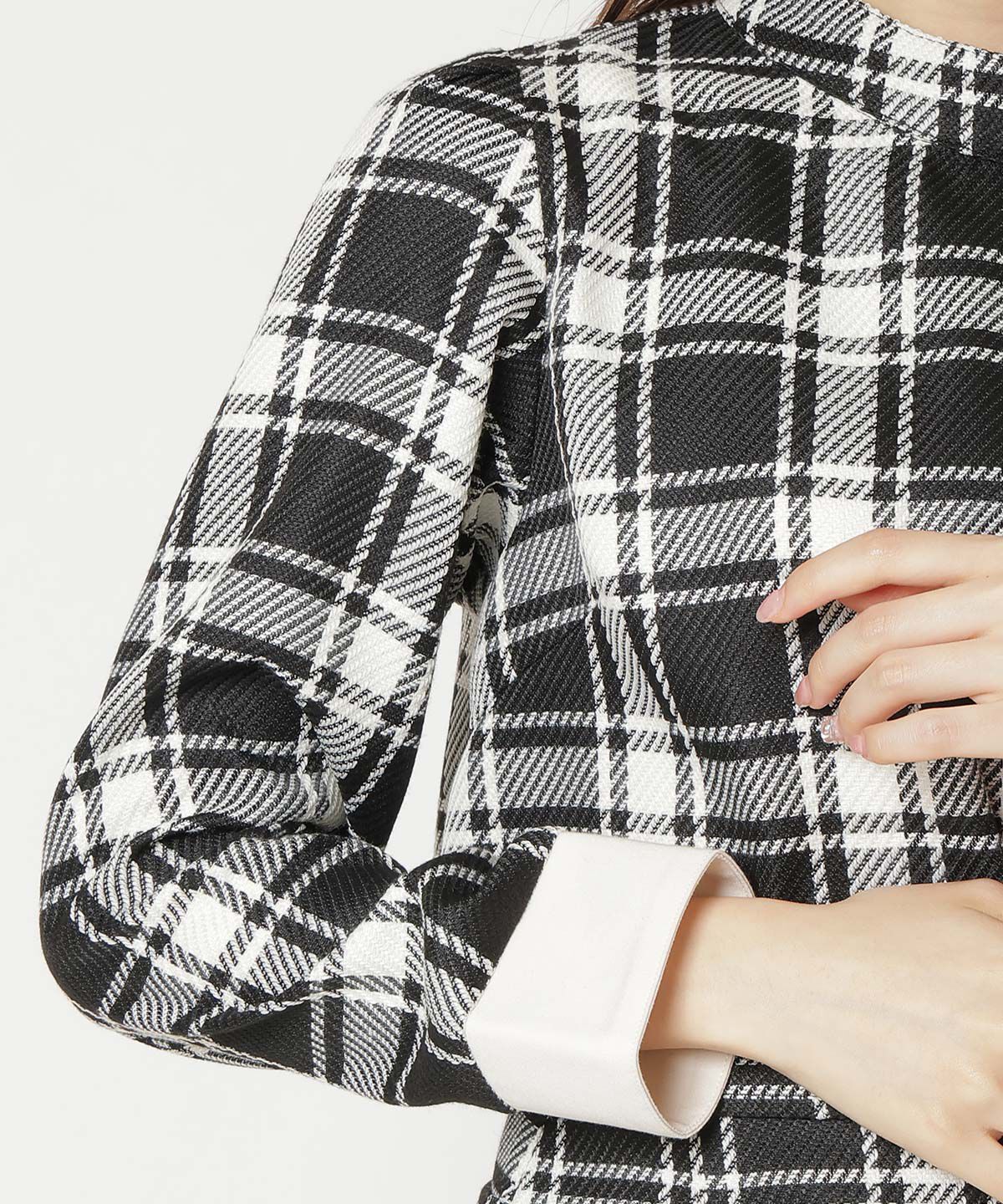 REDYAZEL「チェックハイネックコンパクトブラウス」|シャツ・ブラウス|