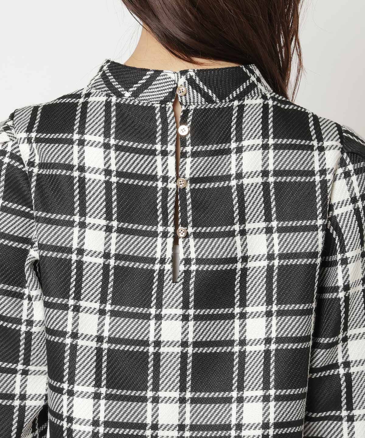 REDYAZEL「チェックハイネックコンパクトブラウス」|シャツ・ブラウス|