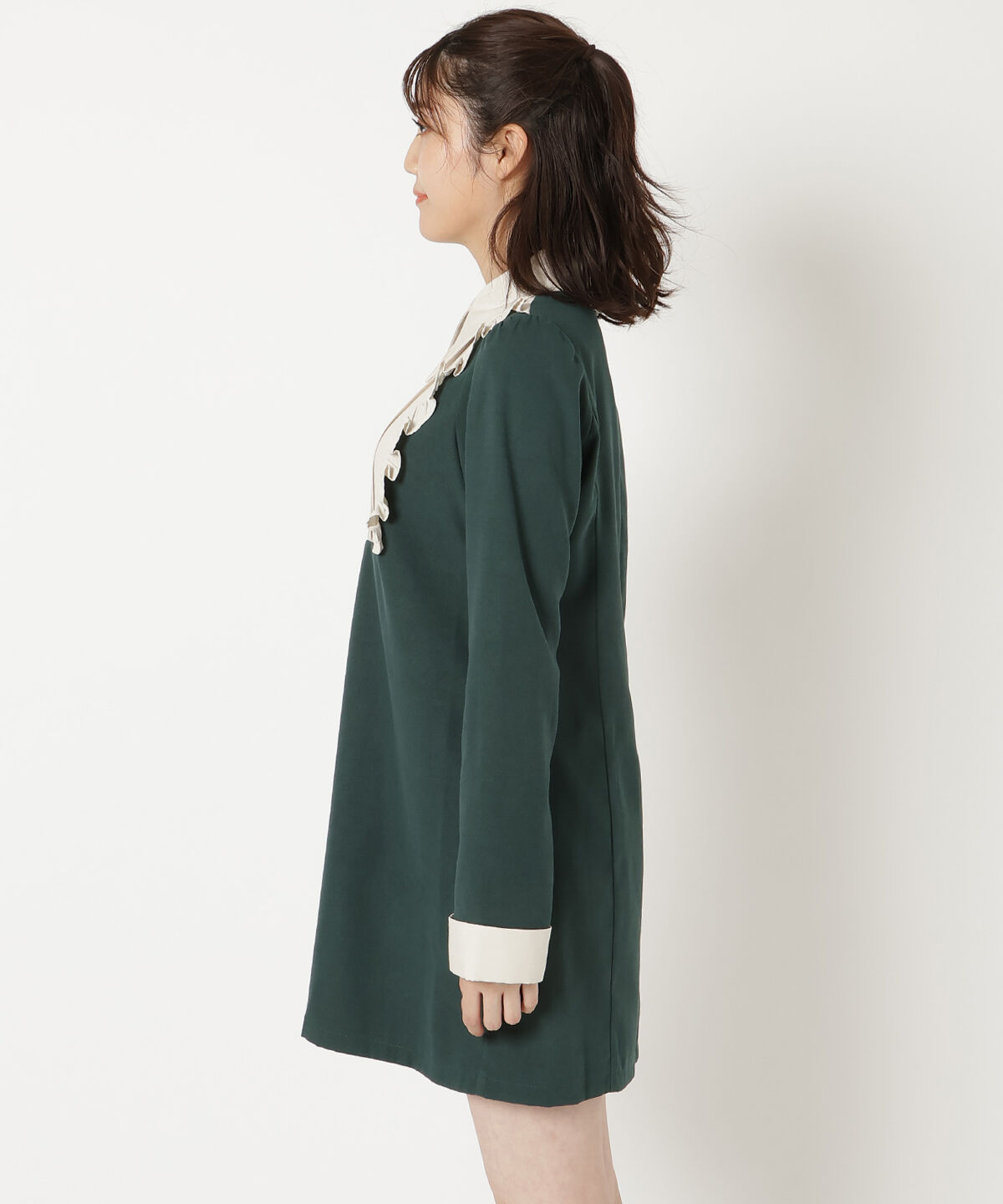 REDYAZEL「バイカラーシャツミニワンピース」|ワンピース|
