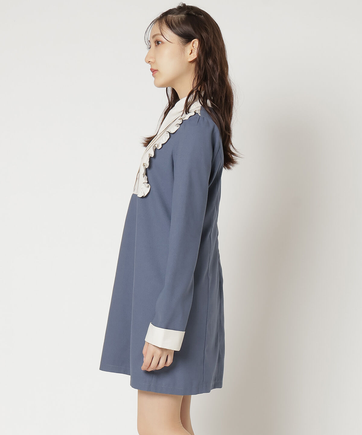 REDYAZEL「バイカラーシャツミニワンピース」|ワンピース|