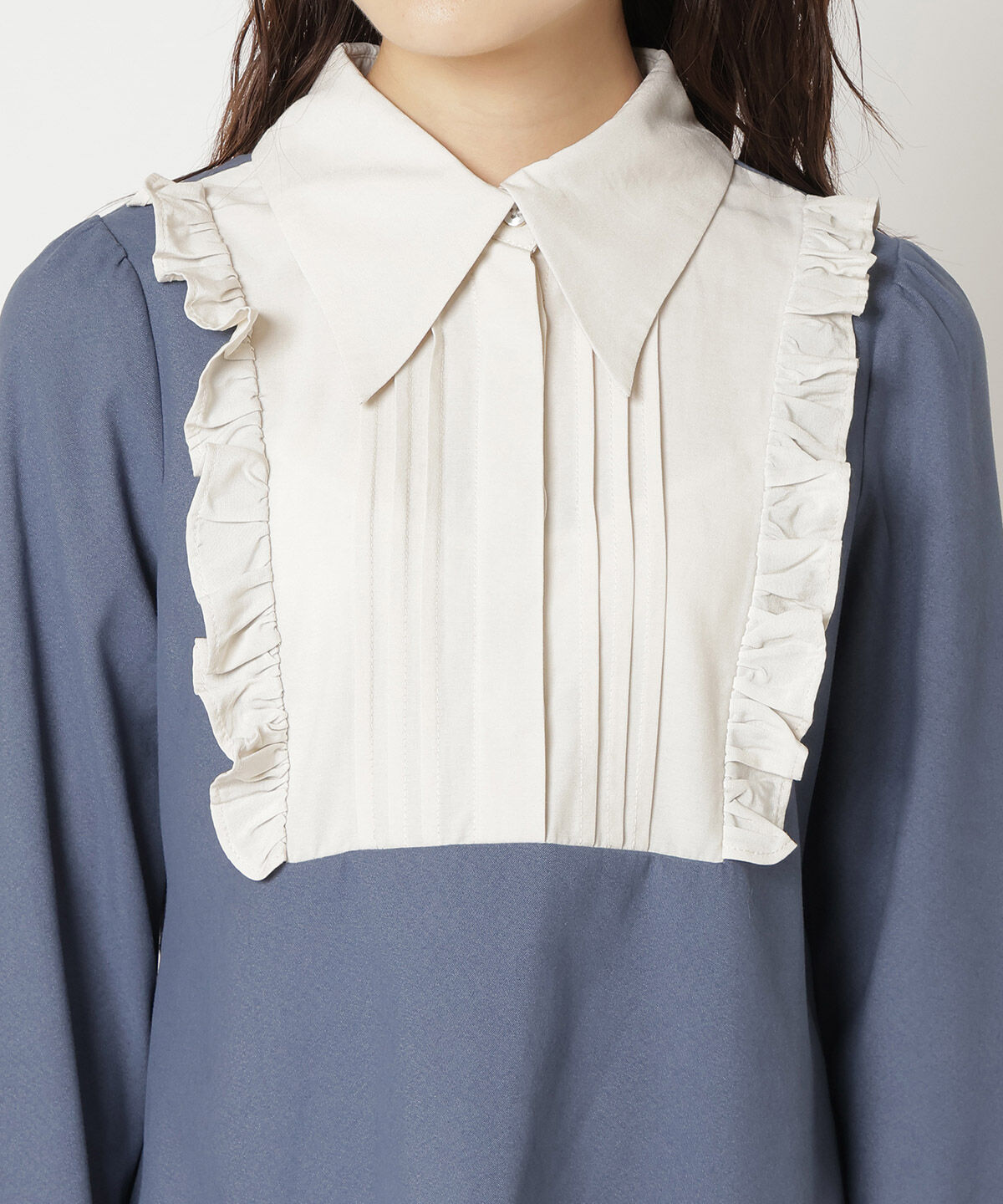 REDYAZEL「バイカラーシャツミニワンピース」|ワンピース|