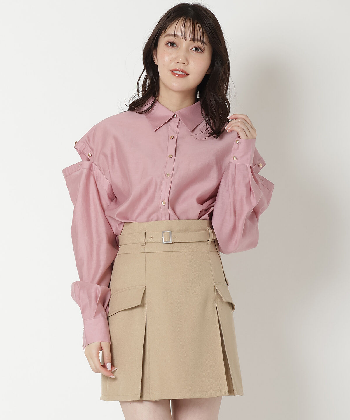 REDYAZEL「オープンショルダーシャツ」|シャツ・ブラウス|ピンク