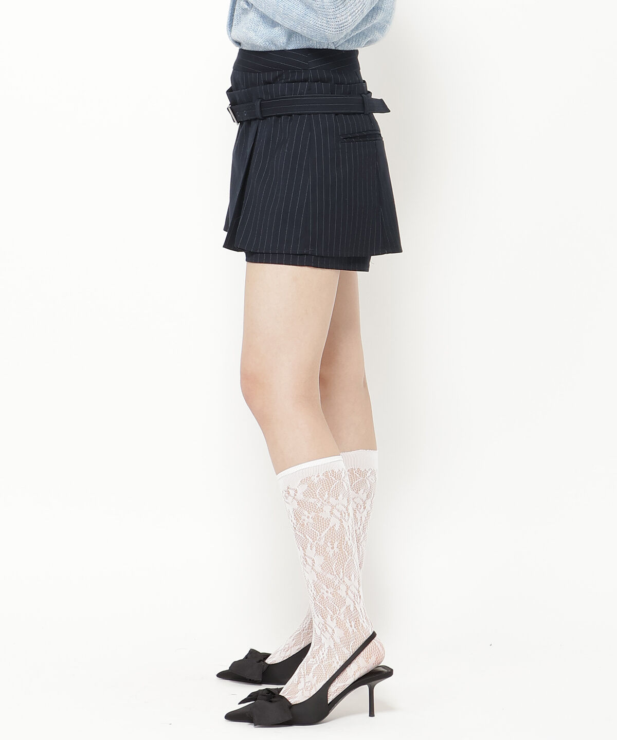 REDYAZEL「レイヤードデザインベルティッドショートパンツ」|キュロット|