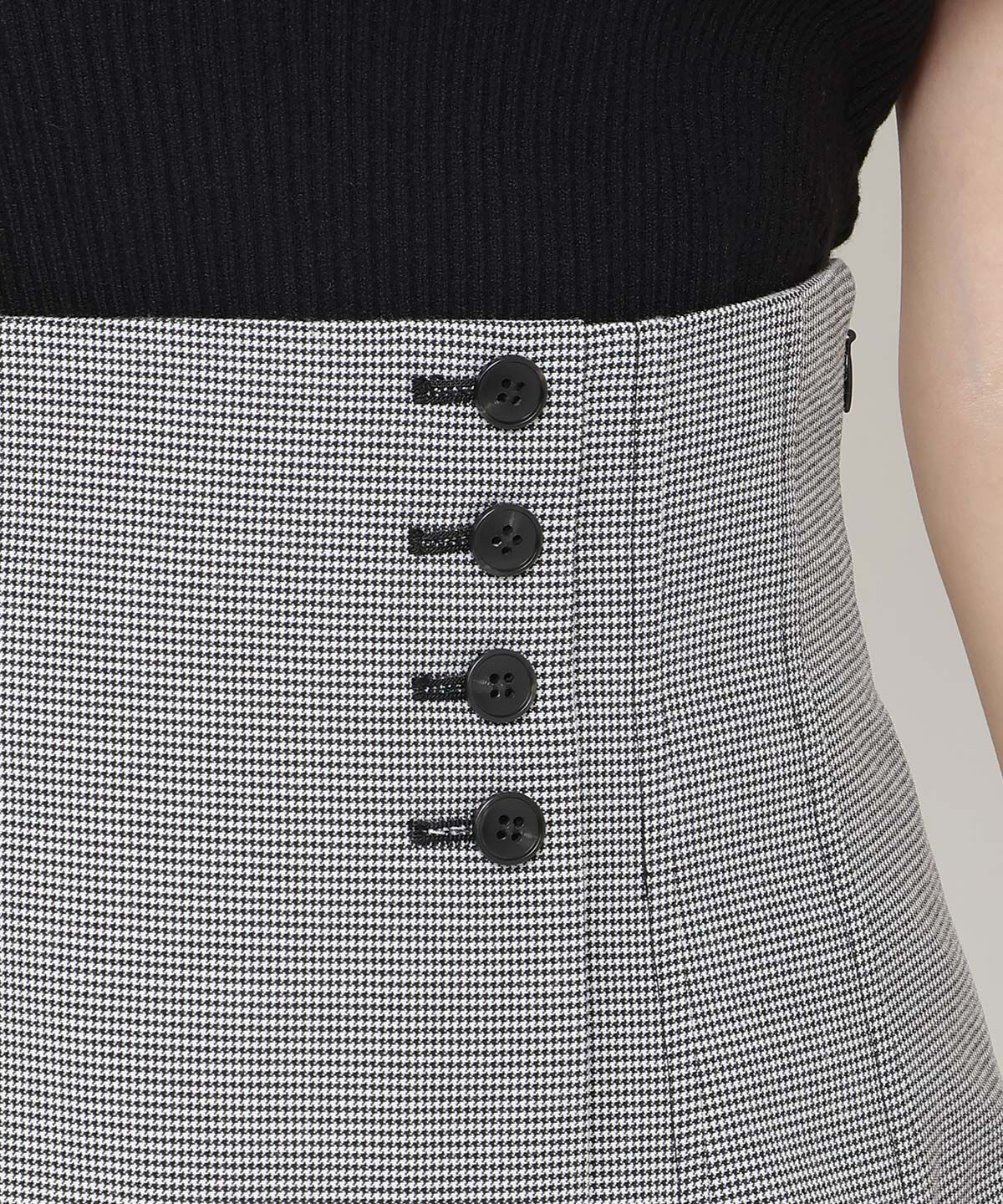 REDYAZEL「ハイウエストタックチェックミニスカート」|フレア|