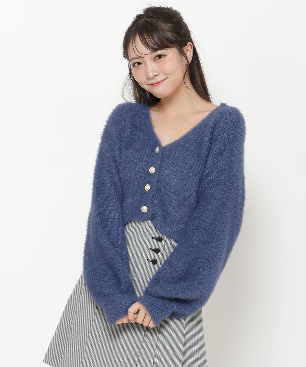 REDYAZEL「フェザーニットカーディガン」|カーディガン|ブルー