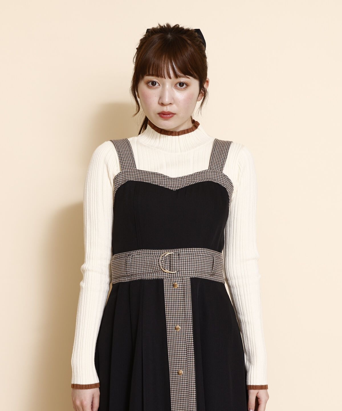 REDYAZEL「チェックバイカラービスチェワンピース」|ワンピース|