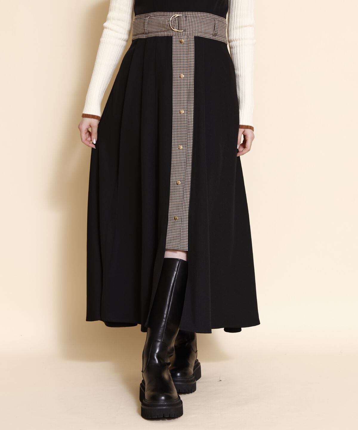 REDYAZEL「チェックバイカラービスチェワンピース」|ワンピース|