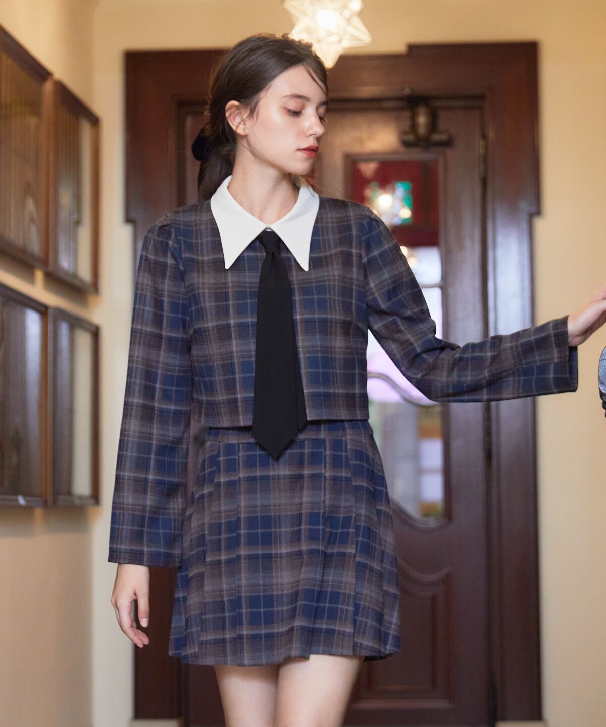 REDYAZEL「ネクタイチェックトップス」|シャツ・ブラウス|