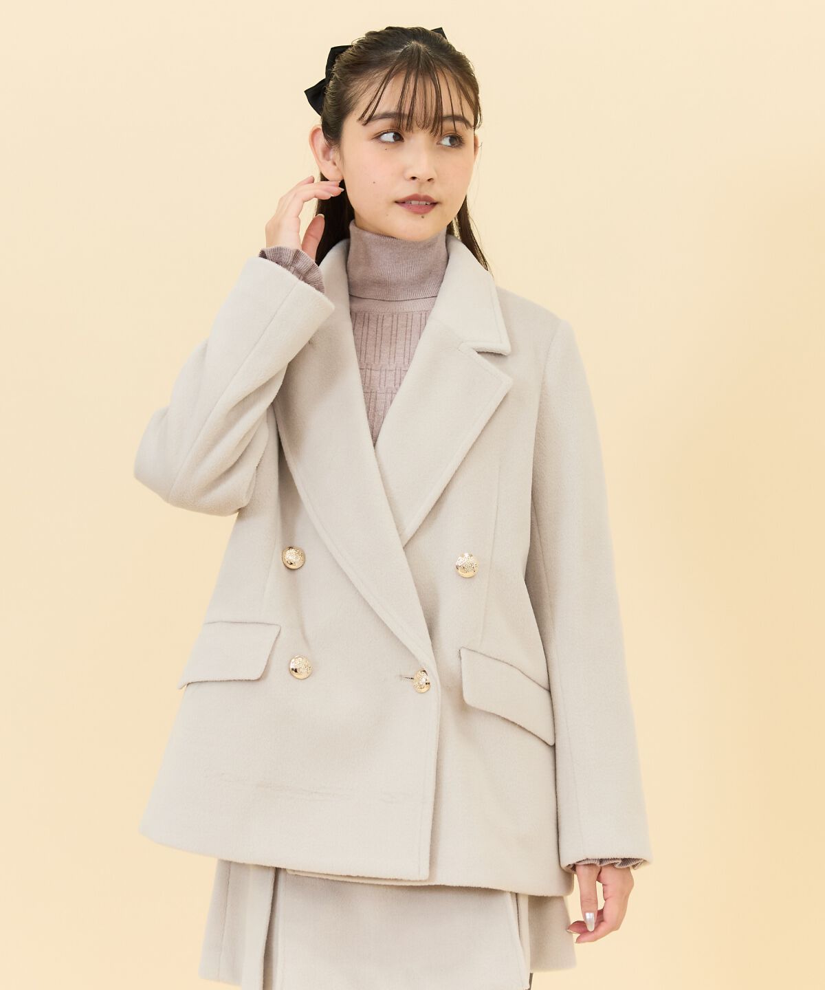 REDYAZEL「カットメルトンダブルショートコート」|ステンカラーコート|