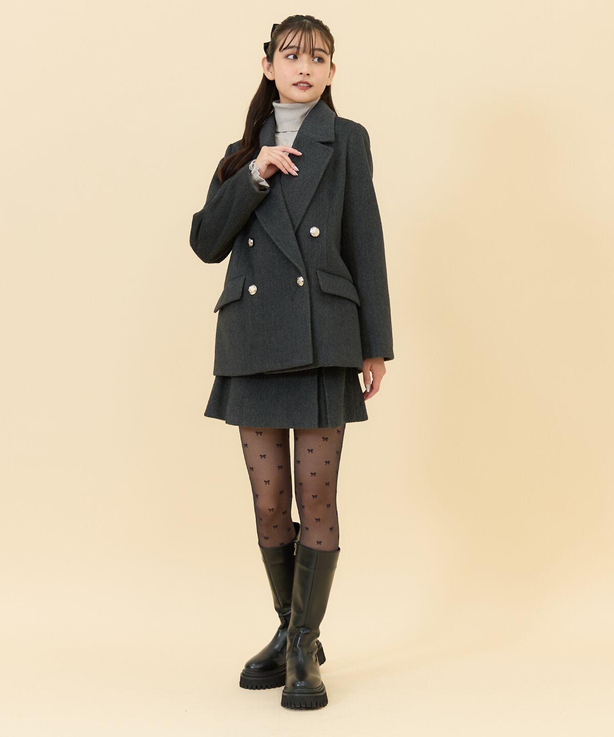 REDYAZEL「カットメルトンダブルショートコート」|ステンカラーコート|