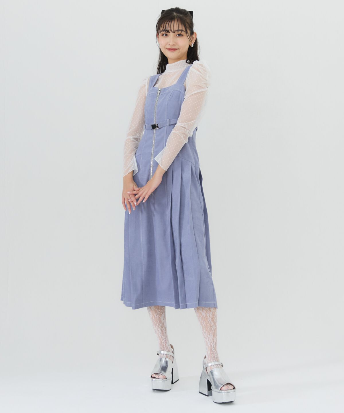 REDYAZEL「サイドプリーツジャンパースカート」|ジャンパースカート|