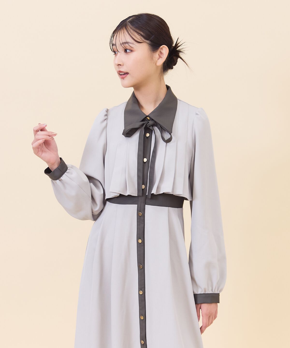 REDYAZEL「バイカラータックプリーツシャツワンピース」|ワンピース|