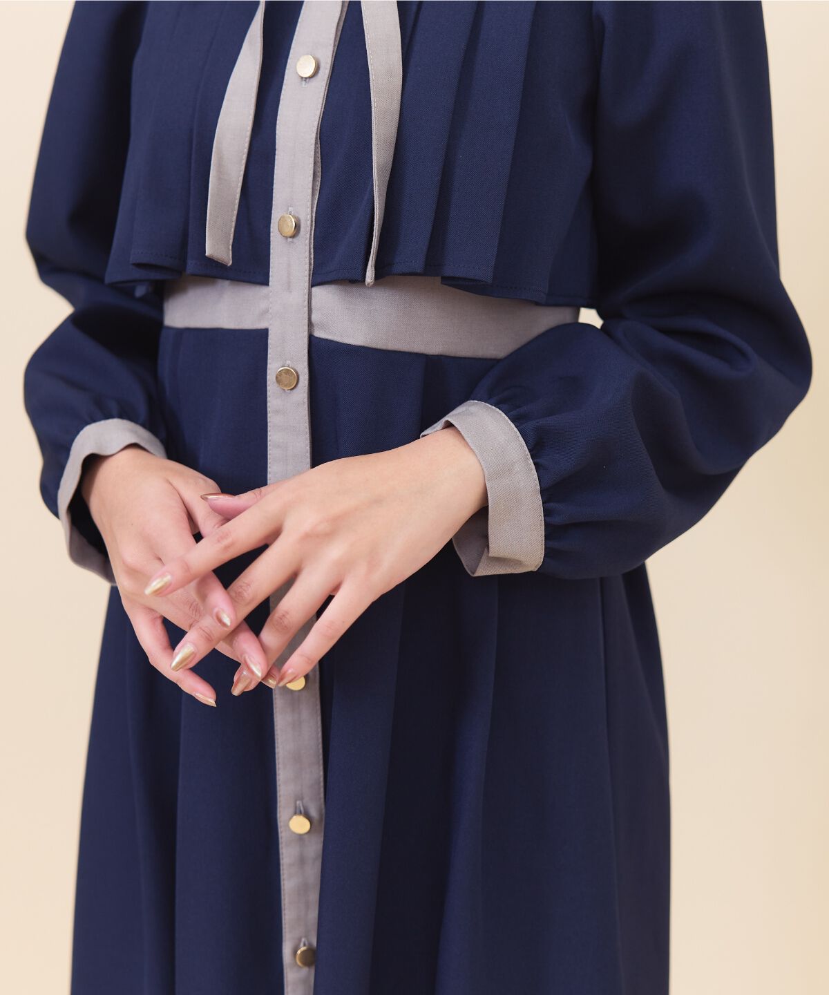 REDYAZEL「バイカラータックプリーツシャツワンピース」|ワンピース|