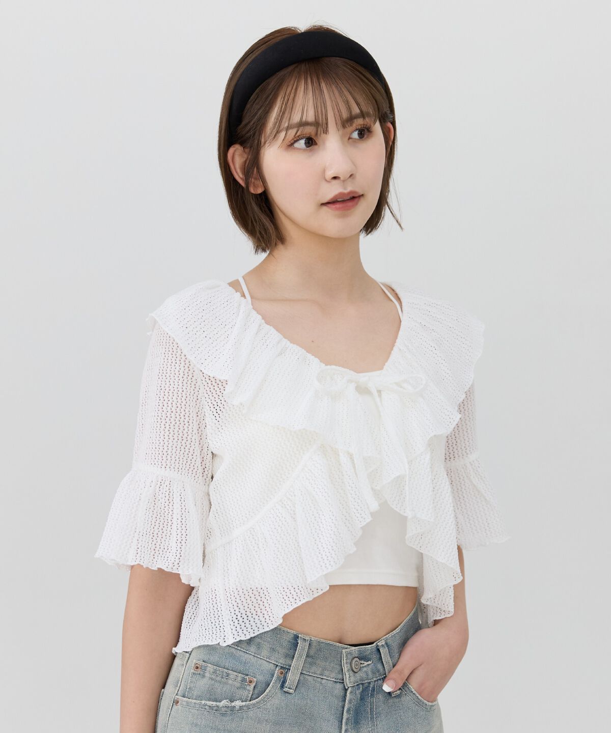 REDYAZEL「クロシェフリルカーディガン」|カーディガン|