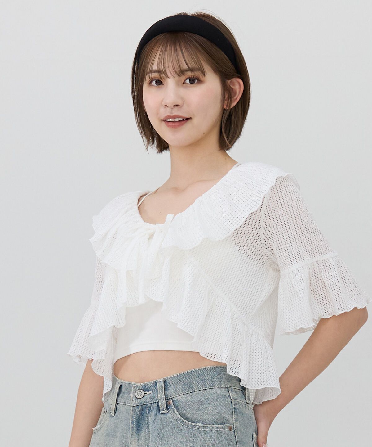 REDYAZEL「クロシェフリルカーディガン」|カーディガン|