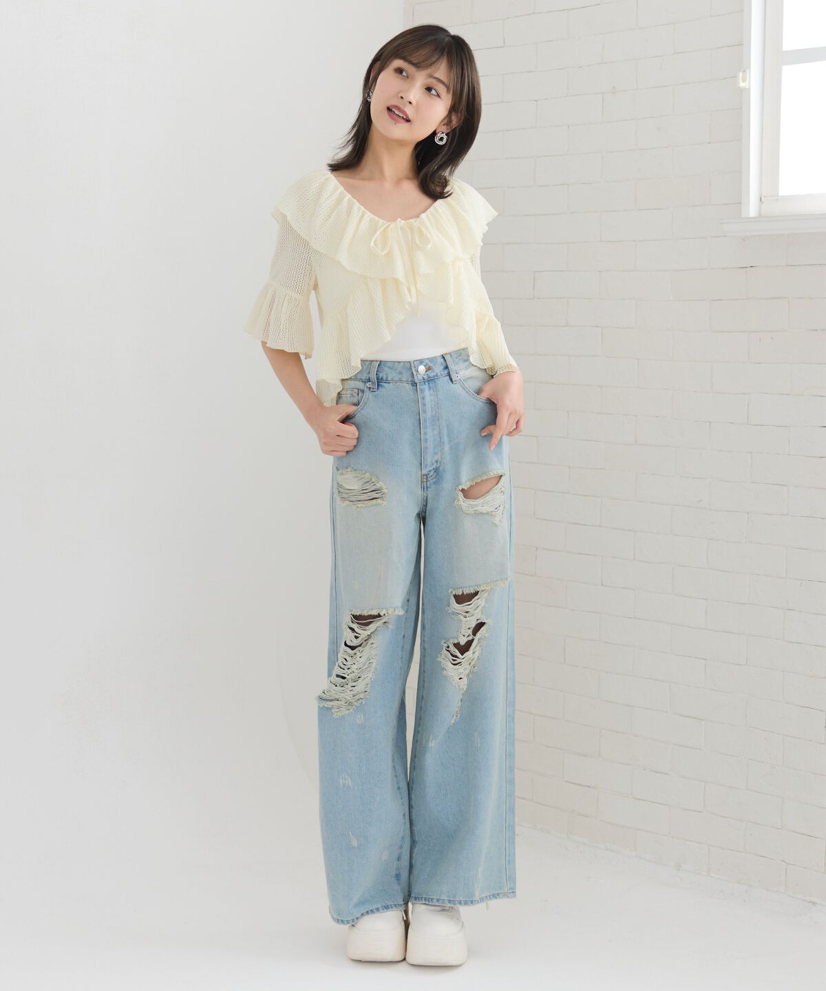 REDYAZEL「クロシェフリルカーディガン」|カーディガン|