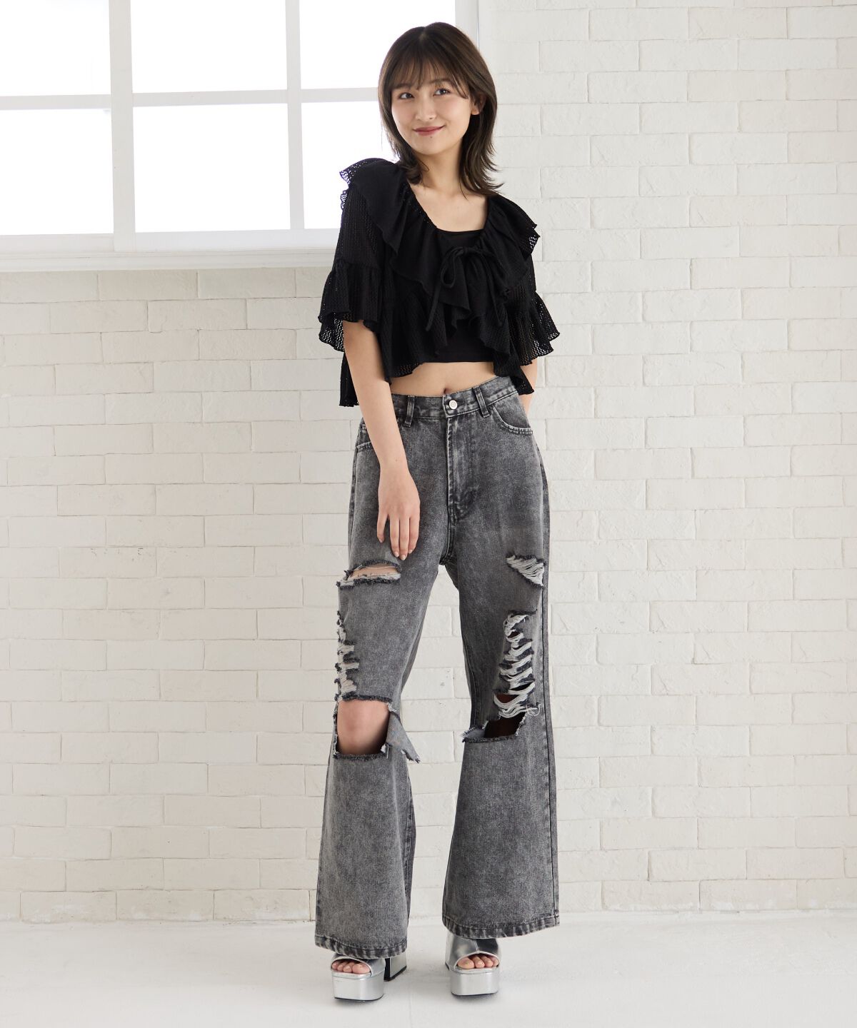 REDYAZEL「クロシェフリルカーディガン」|カーディガン|