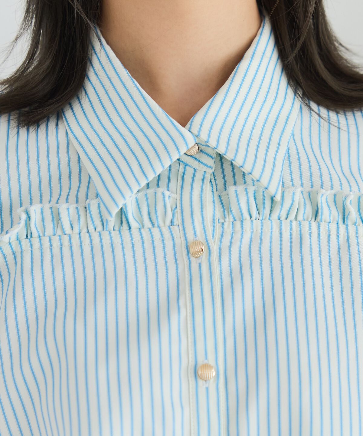 REDYAZEL「肩あきストライプフリルシャツ」|シャツ・ブラウス|