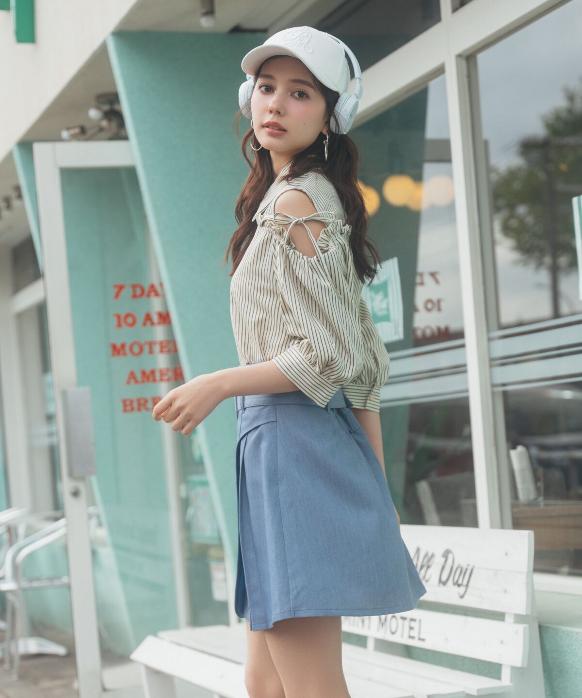 REDYAZEL「肩あきストライプフリルシャツ」|シャツ・ブラウス|