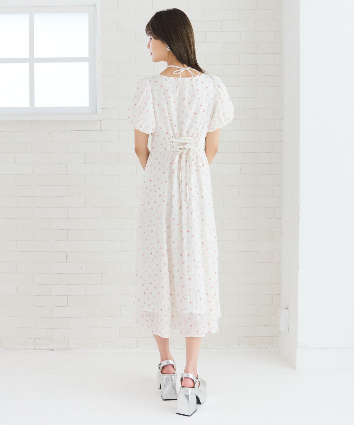 REDYAZEL「フラワープリントバルーンスリーブワンピース」|ワンピース|