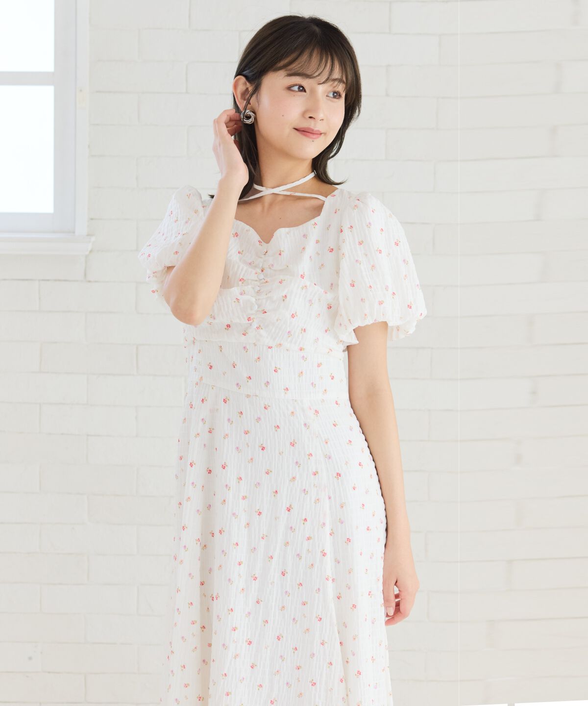REDYAZEL「フラワープリントバルーンスリーブワンピース」|ワンピース|