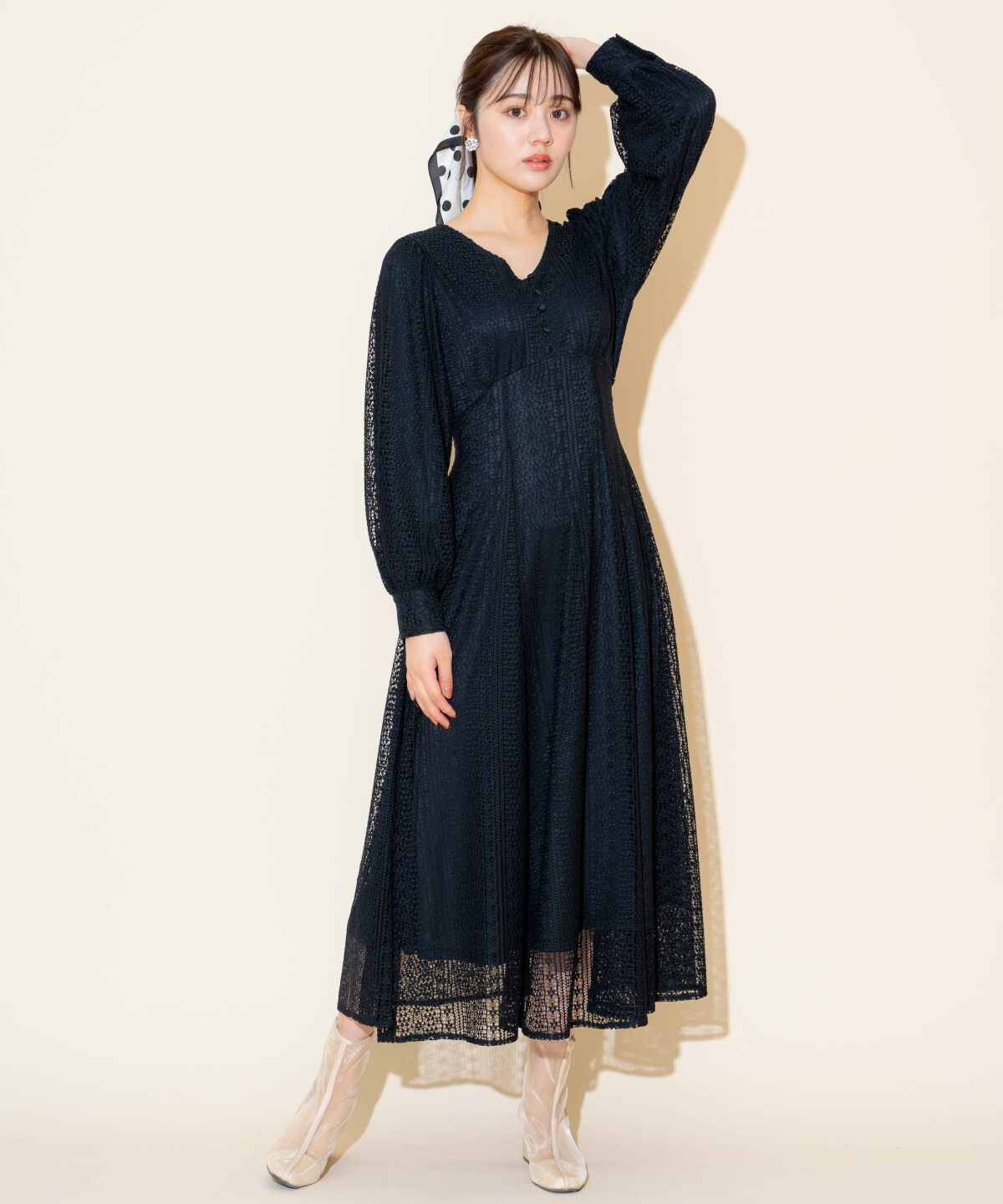 WILLSELECTION「レースフレアワンピース」|ワンピース|ブラック