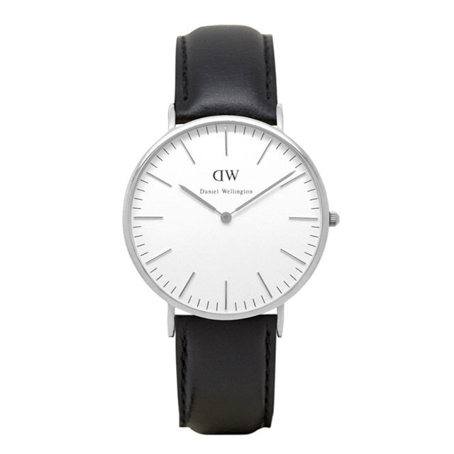 Daniel Wellington「<Daniel Wellington (ﾀﾞﾆｴﾙ･ｳｪﾘﾝﾄﾝ) > 40mm ｼﾙﾊﾞｰ ﾚｻﾞｰ ｸﾗｼｯｸ ｼｪﾌｨｰﾙﾄﾞ ﾎﾜｲﾄ」|腕時計|SILVER