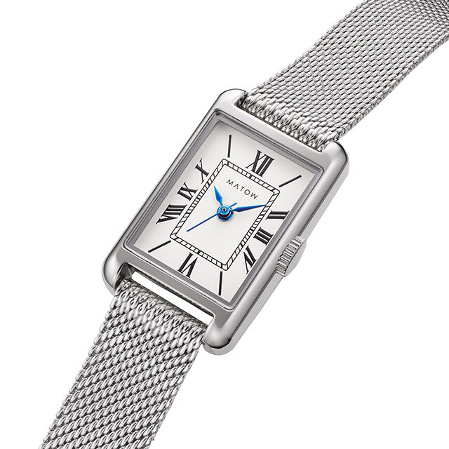 MATOW「〈MATOW (マトウ)〉Tsuki 朧月-おぼろづき- ｽｸｴｱ ｼﾙﾊﾞｰ ﾒｯｼｭ」|腕時計|