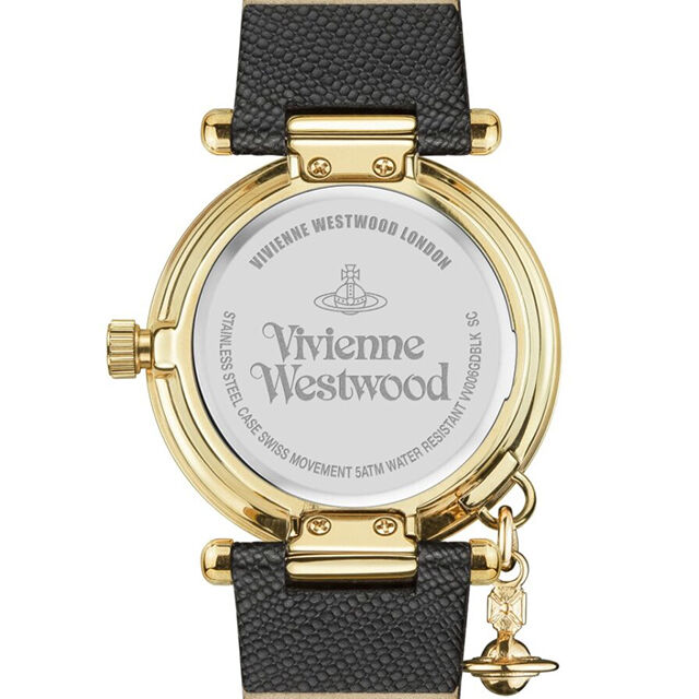 Vivienne Westwood「<Vivienne Westwood (ｳﾞｨｳﾞｨｱﾝｳｴｽﾄｳｯﾄﾞ) >ｵｰﾌﾞ ﾚﾃﾞｨｰｽ ｸｫｰﾂ ｳｫｯﾁ ﾌﾞﾗｯｸ ﾀﾞｲﾔﾙ & ﾌﾞﾗｯｸ ﾚｻﾞｰ ｽﾄﾗｯﾌﾟ」|腕時計|