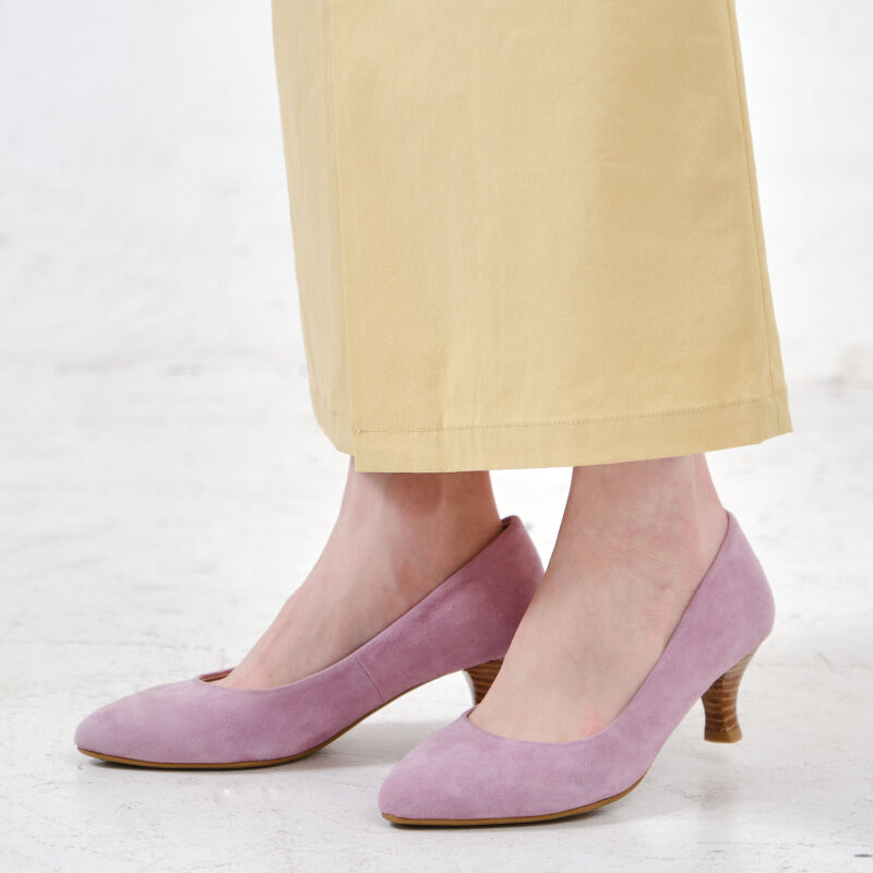 ORiental TRaffic「【アウトレット価格】本革スエードミドルヒールパンプス/R-6003」|パンプス|PURPLE