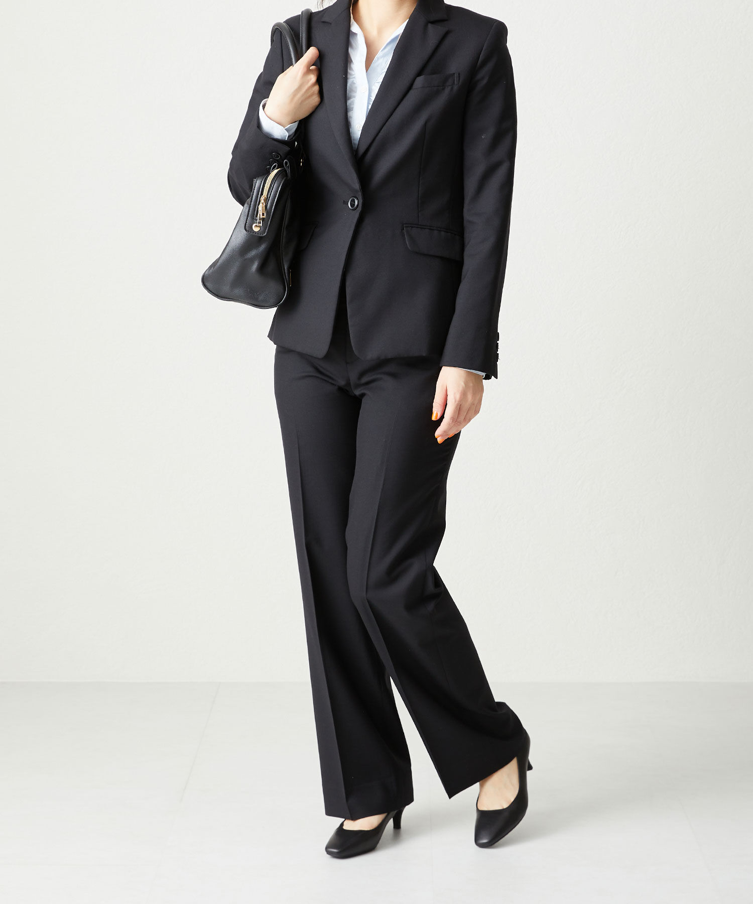 ORiental TRaffic「【本革/通勤/リクルート】スクエアトゥブラックパンプス/R-3103」|パンプス|