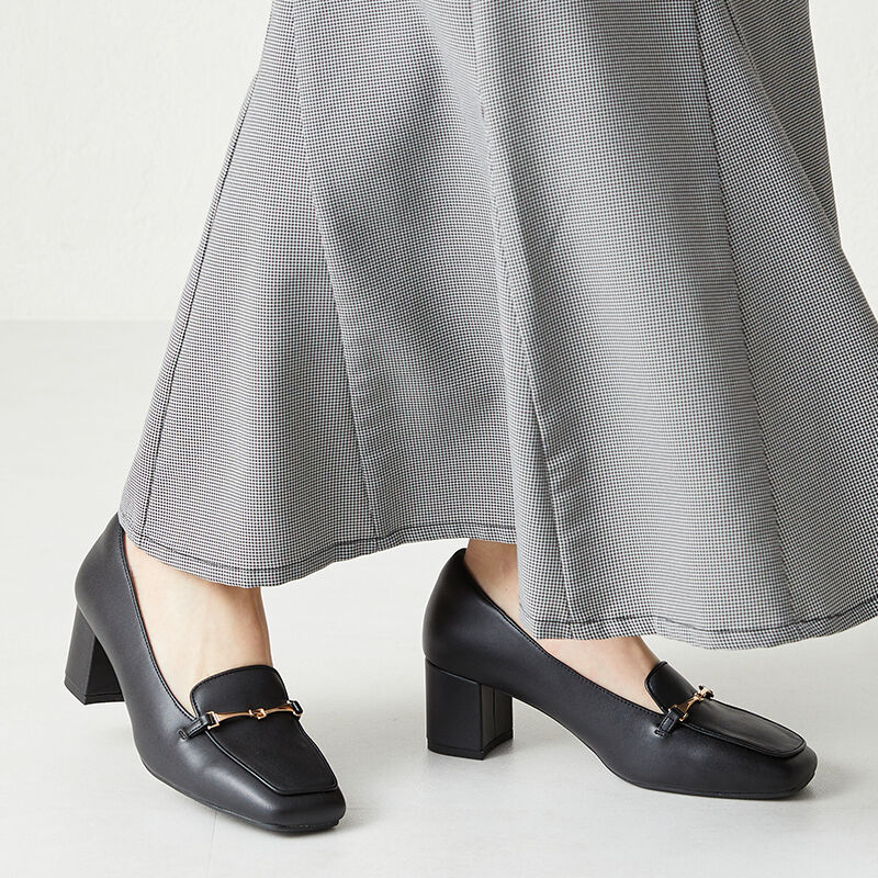 ORiental TRaffic「【跳べるパンプス/シリーズ累計１５０万足突破】ビットモチーフ/R-3207 ヒール ローファー」|パンプス|BLACK