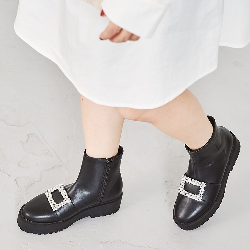 ORiental TRaffic「パールバックル厚底ブーツ/21426」|ショートブーツ|