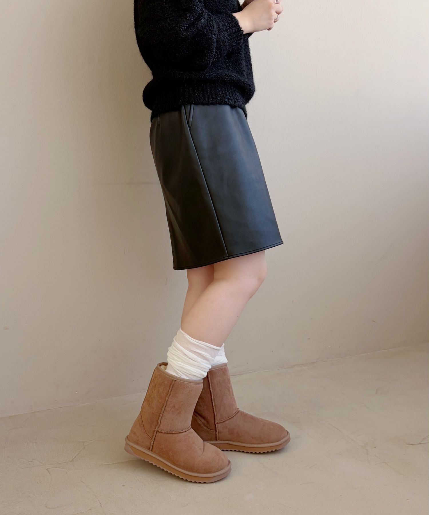 ORiental TRaffic「【累計2万足突破】  ミドル ムートン ブーツ /25401 折り返しても使える！ 防寒」|ショートブーツ|