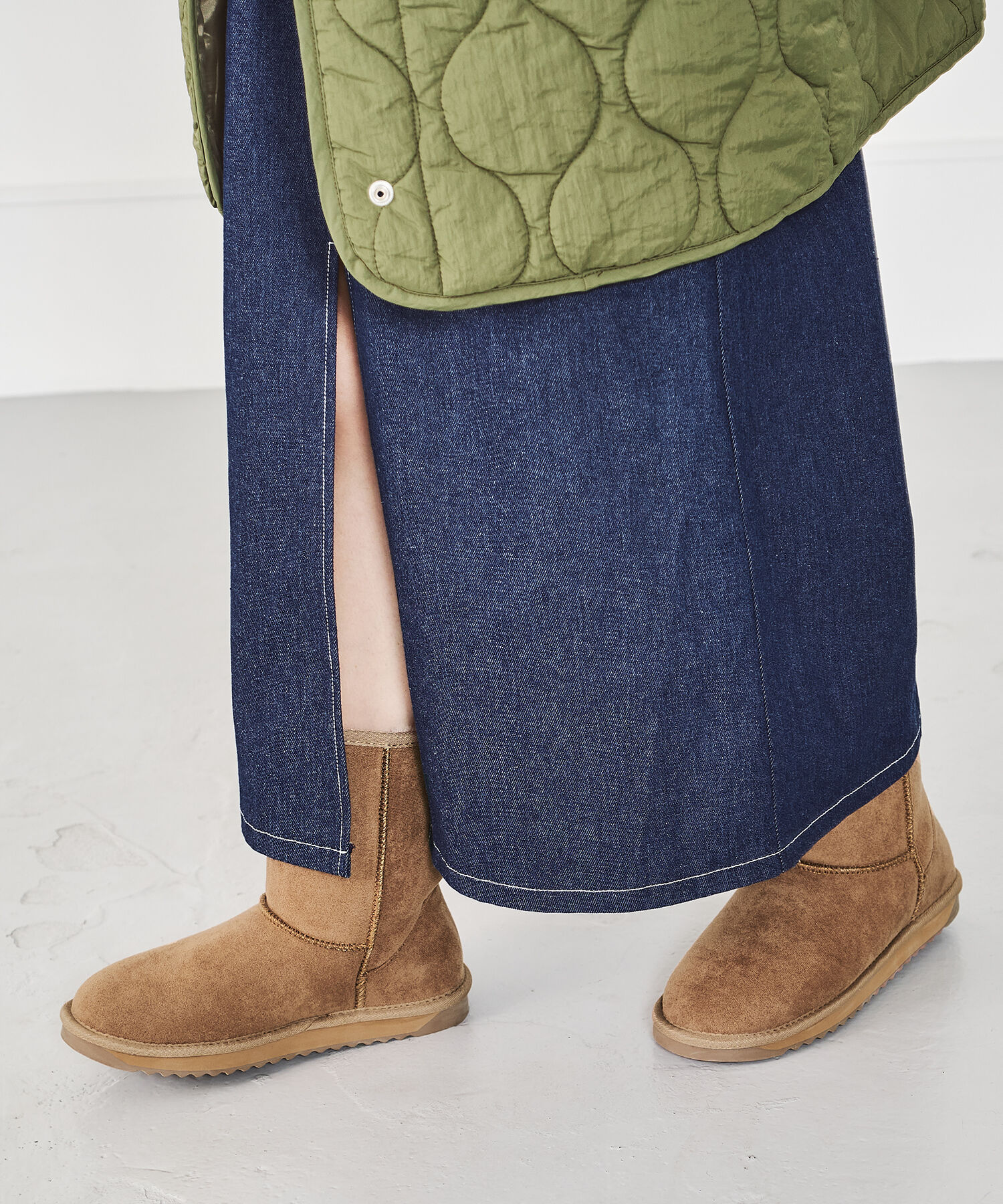 ORiental TRaffic「【累計2万足突破】  ミドル ムートン ブーツ /25401 折り返しても使える！ 防寒」|ショートブーツ|