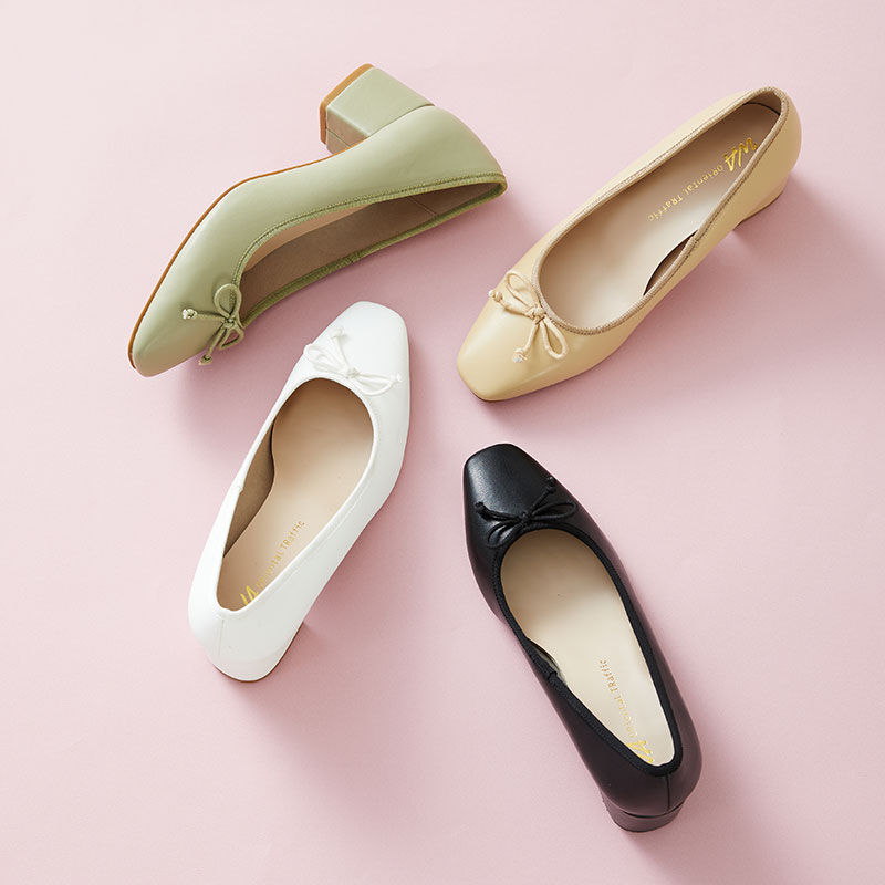 WA Oriental TRaffic「【定番】ヒールバレエパンプス/32102　人気　売れてる　シンプル　トレンド」|パンプス|BLACK