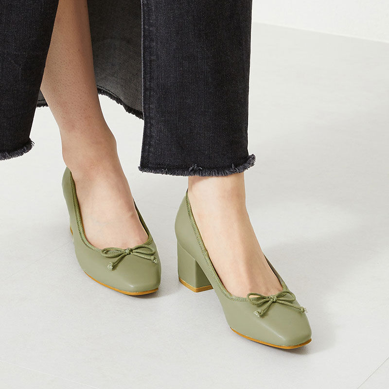 WA Oriental TRaffic「【定番】ヒールバレエパンプス/32102　人気　売れてる　シンプル　トレンド」|パンプス|GREEN