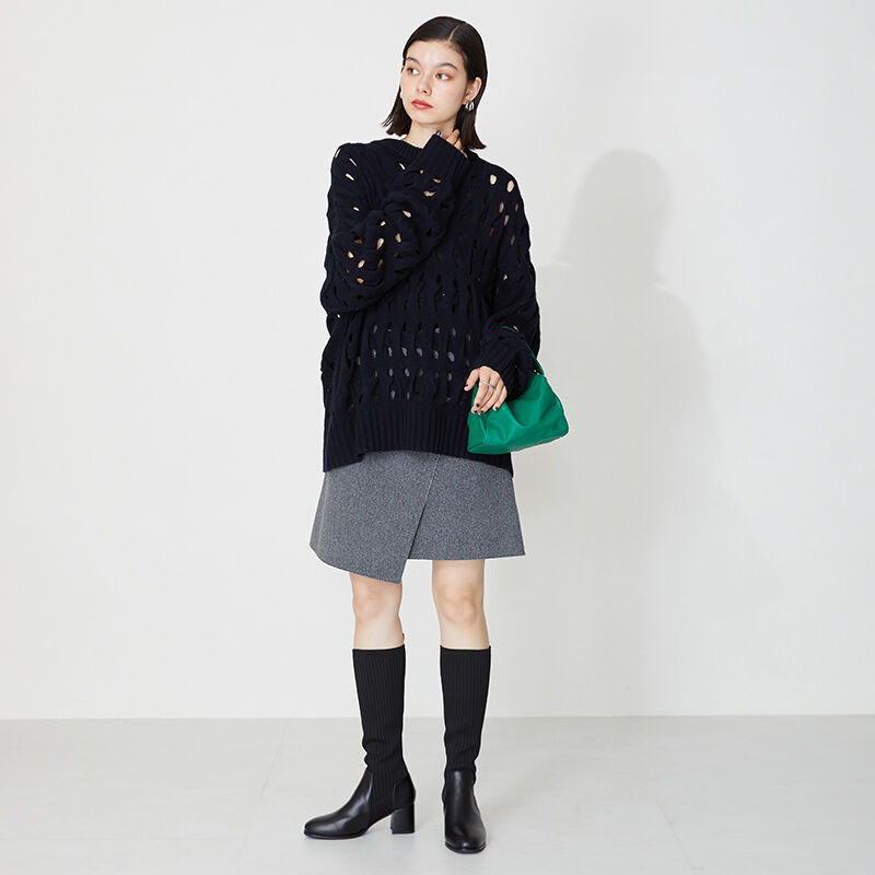 ORiental TRaffic「ニット ロング ヒール ブーツ /31509 太ヒール ヒール6ｃｍ」|ロングブーツ|