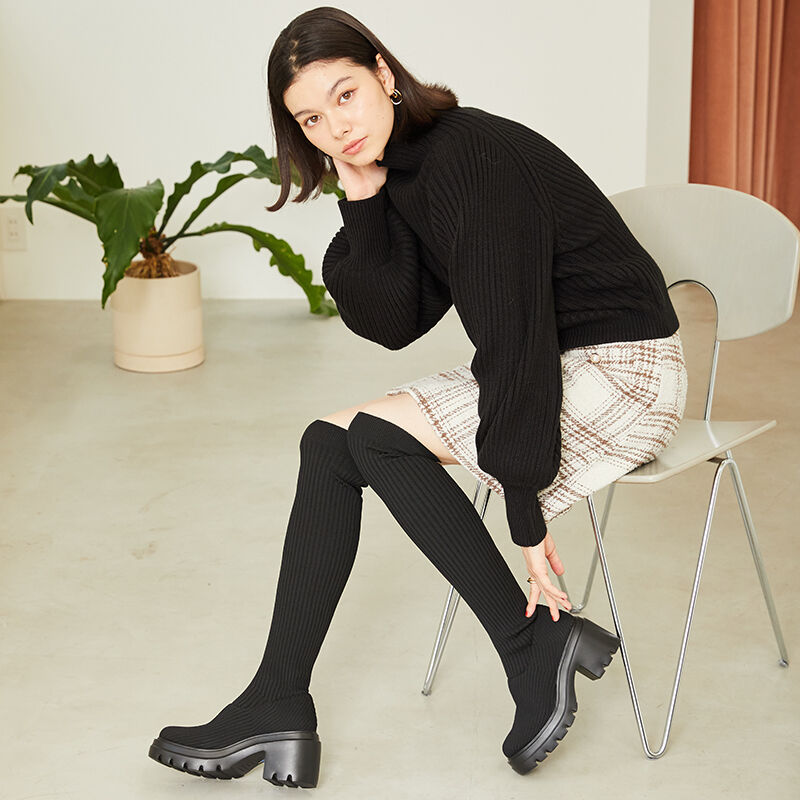 ORiental TRaffic「厚底ソックスニーハイブーツ/31513」|ロングブーツ|