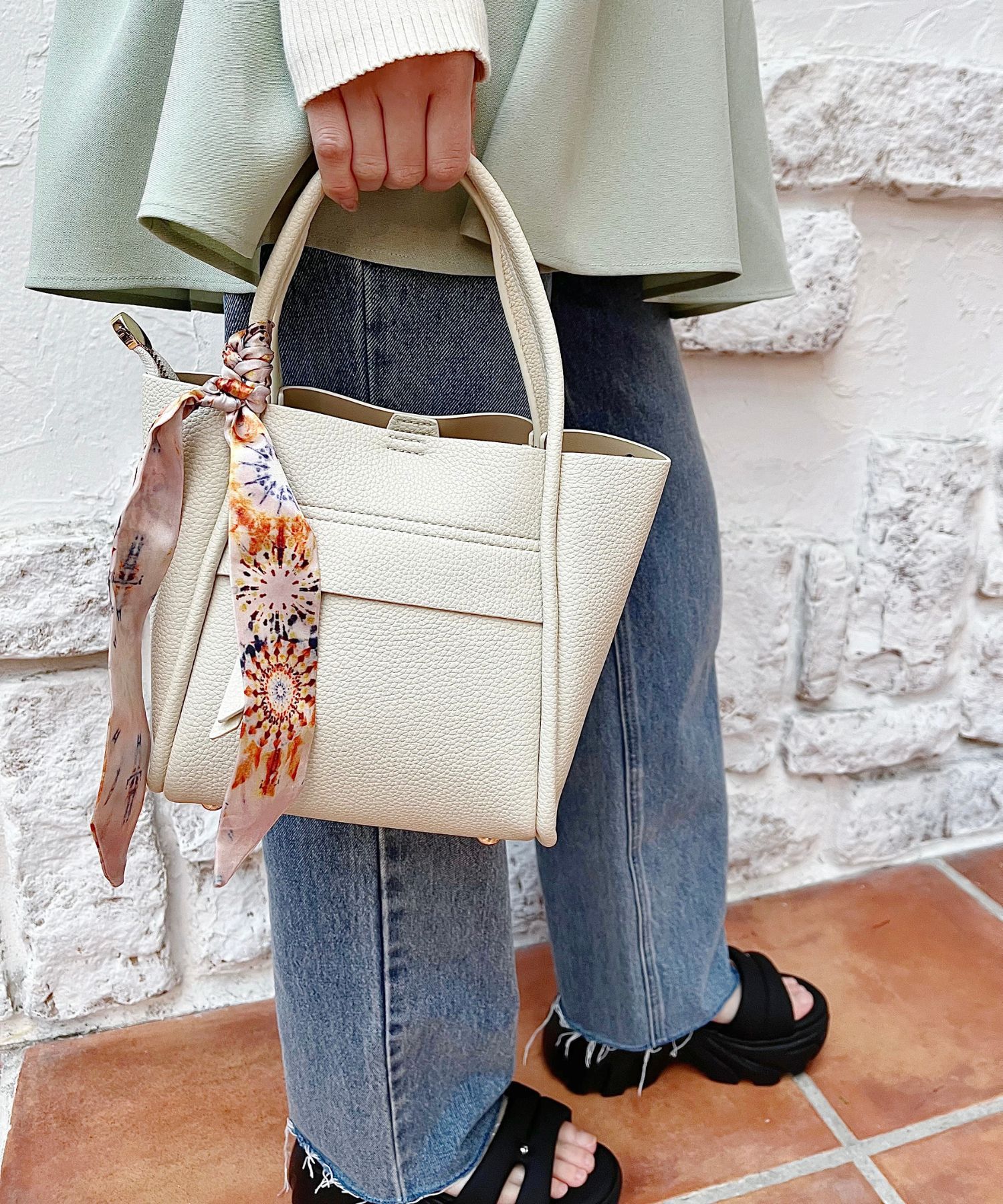 ORiental TRaffic「スカーフ付きハンドバッグ/BA-209」|ショルダー・メッセンジャー|IVORY