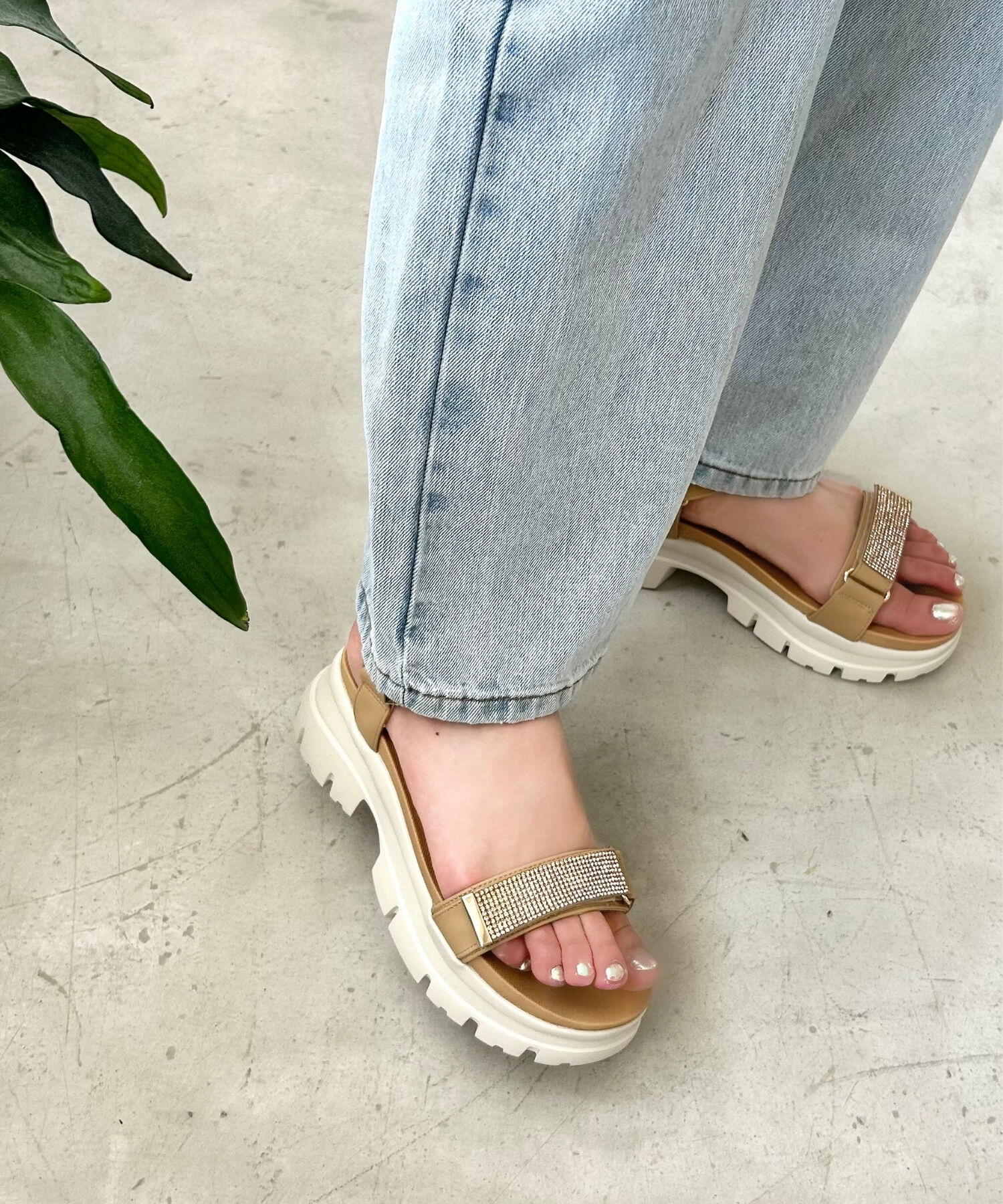 ORiental TRaffic「【定番】ビジューストラップスポーツサンダル/41220 スポサン 人気 トレンド 売れてる」|サンダル|