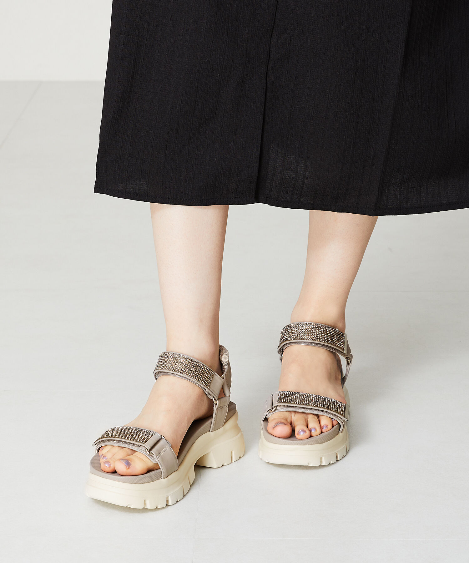 ORiental TRaffic「【定番】ビジューストラップスポーツサンダル/41220 スポサン 人気 トレンド 売れてる」|サンダル|