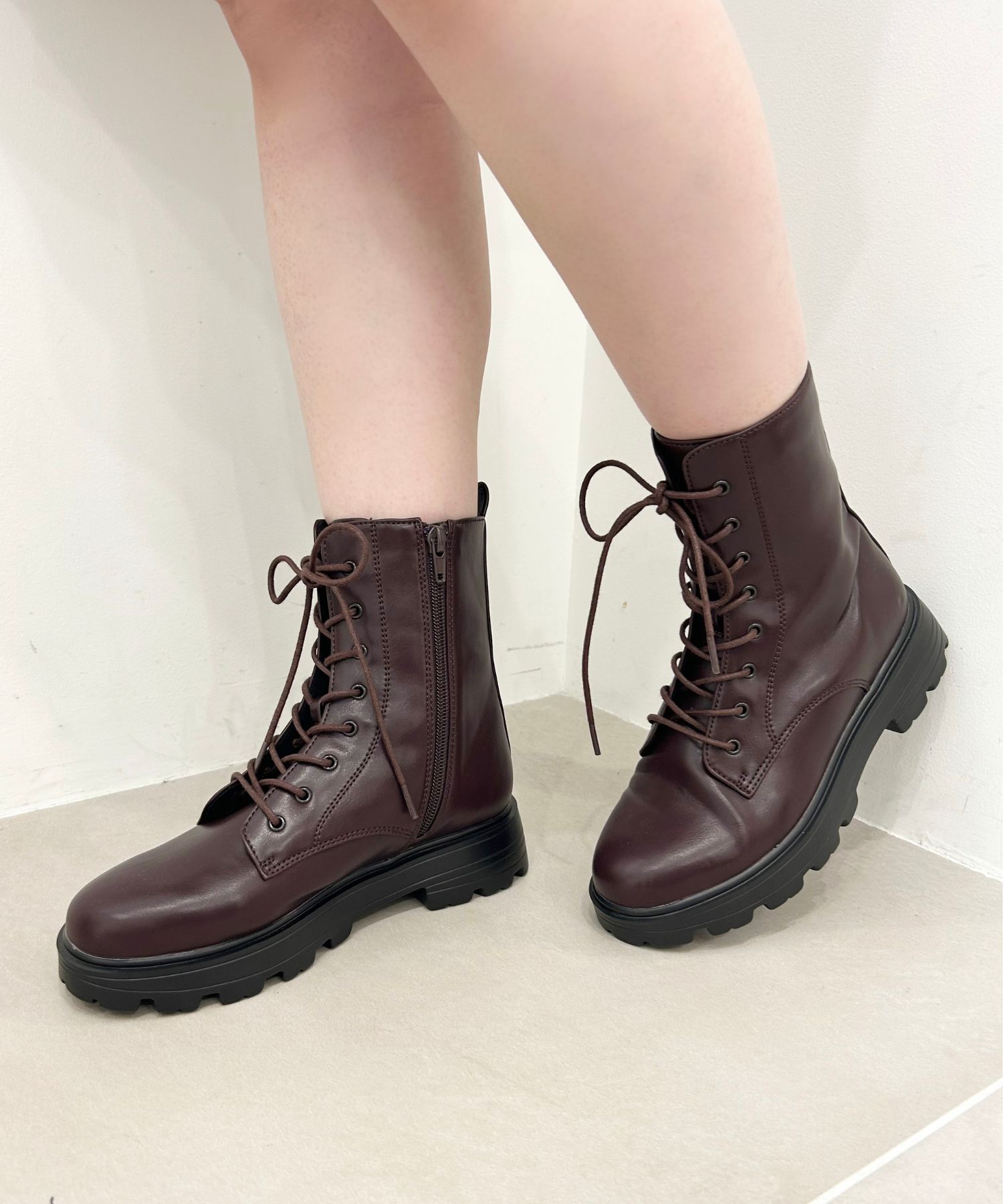 ORiental TRaffic「レースアップ 厚底 ブーツ /41401」|ショートブーツ|BROWN